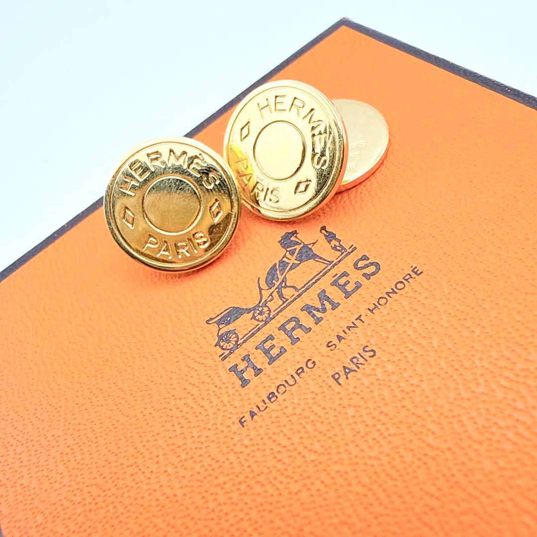 2941-1 人気✨HERMES セリエ　カフリボタン　カフス　ゴールド