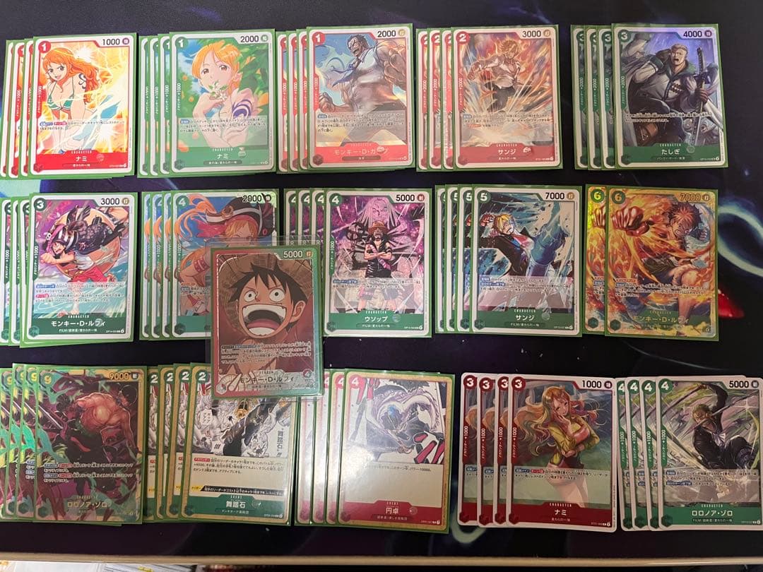 ワンピース トレーディングカード 赤緑ルフィ デッキ リーダーパラレル おまけ付