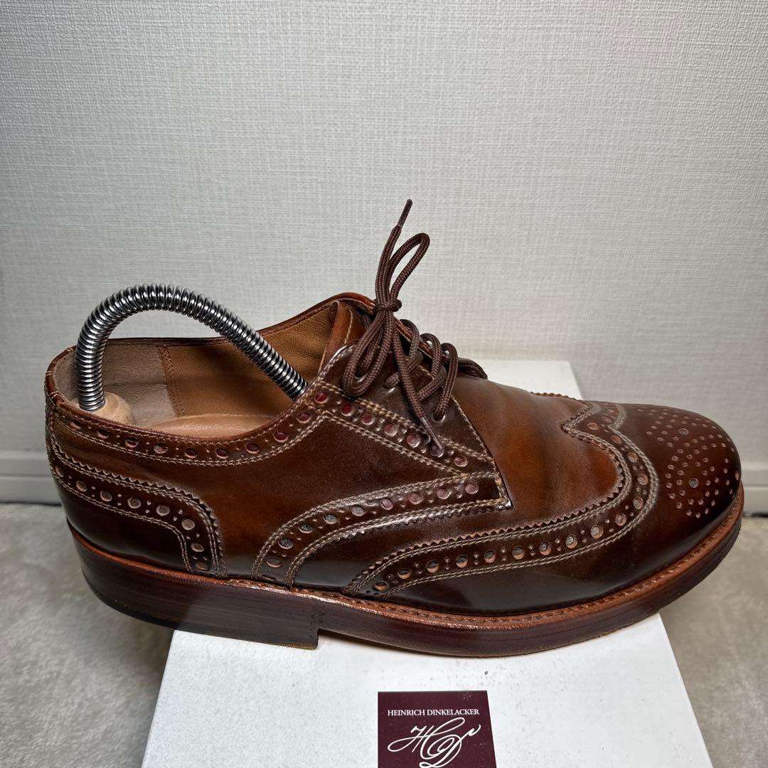 美品　ハインリッヒディンケラッカー　革靴　ウィングチップ　コードバン　7 25