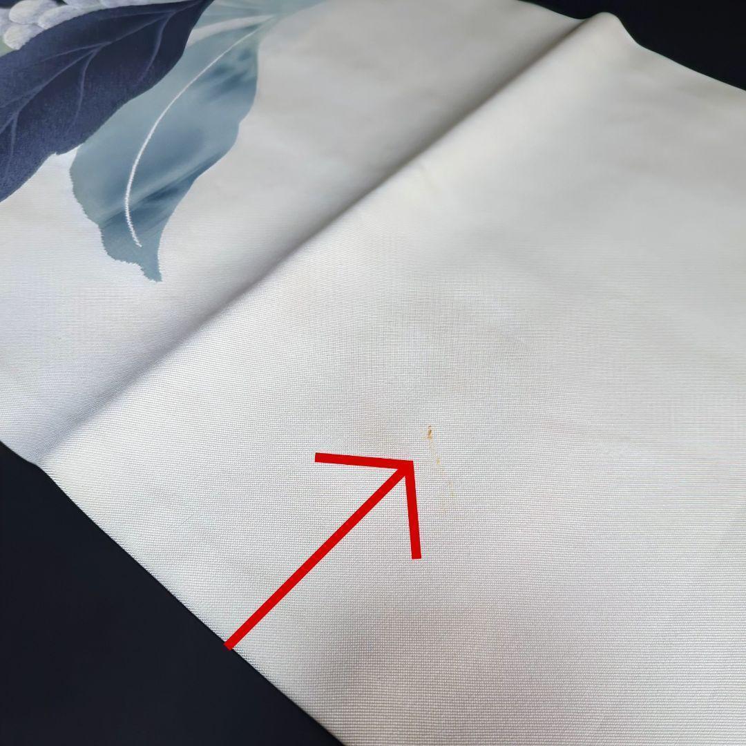 H-365 名古屋帯 名古屋仕立て 正絹 九寸 植物文様 唐織 白