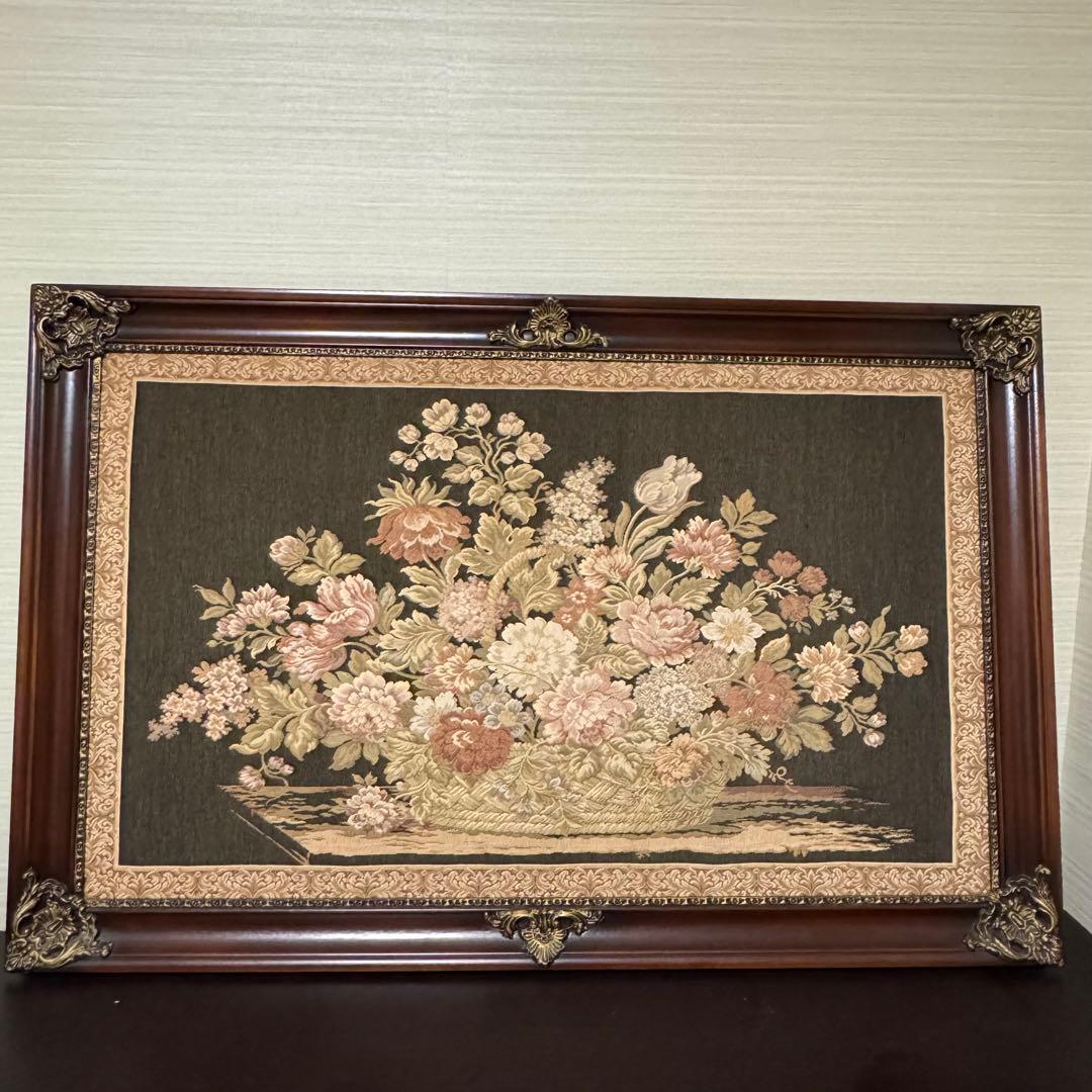 アンティーク額縁　ゴブラン織り タペストリー イタリア製 絵画 132x85