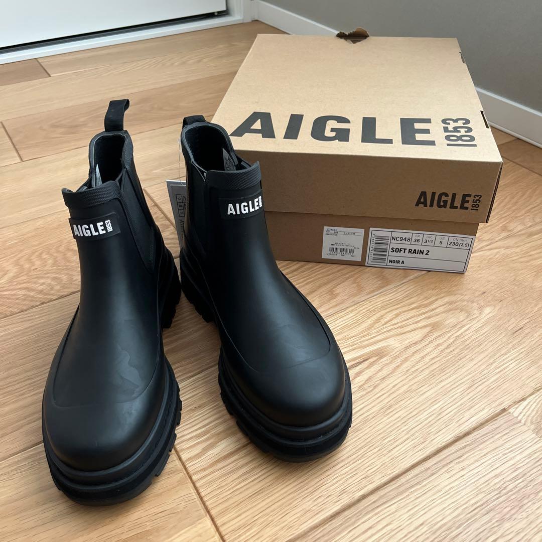 まろん【美品】AIGLE SOFT RAIN 2 長靴 36 ノワール