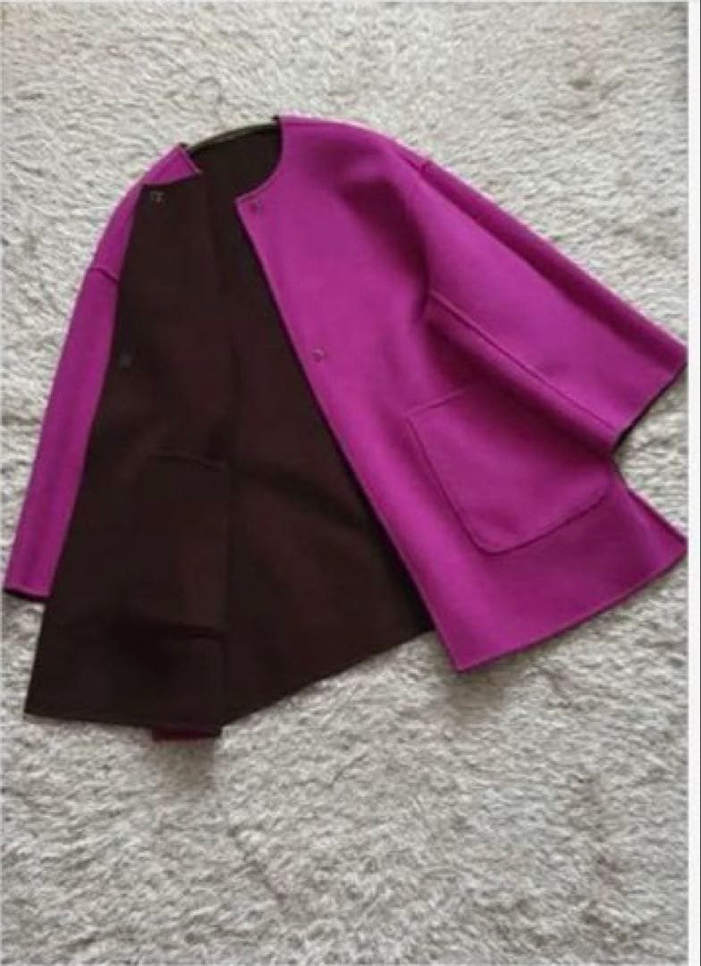 最終SALE【ユナイテッドアローズ】バイカラーリバーミドルコート ノーカラー