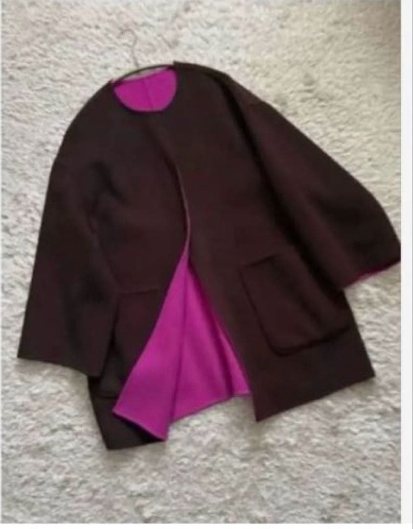 最終SALE【ユナイテッドアローズ】バイカラーリバーミドルコート ノーカラー