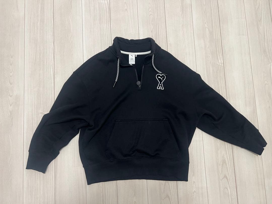 ami プーマコラボハーフジップ ブラック スウェット XL