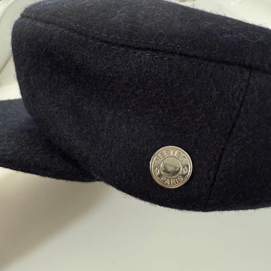 美品　エルメス　キャスケット 《 ダニ 》ウール　ブラック　エルメスセリエ　56