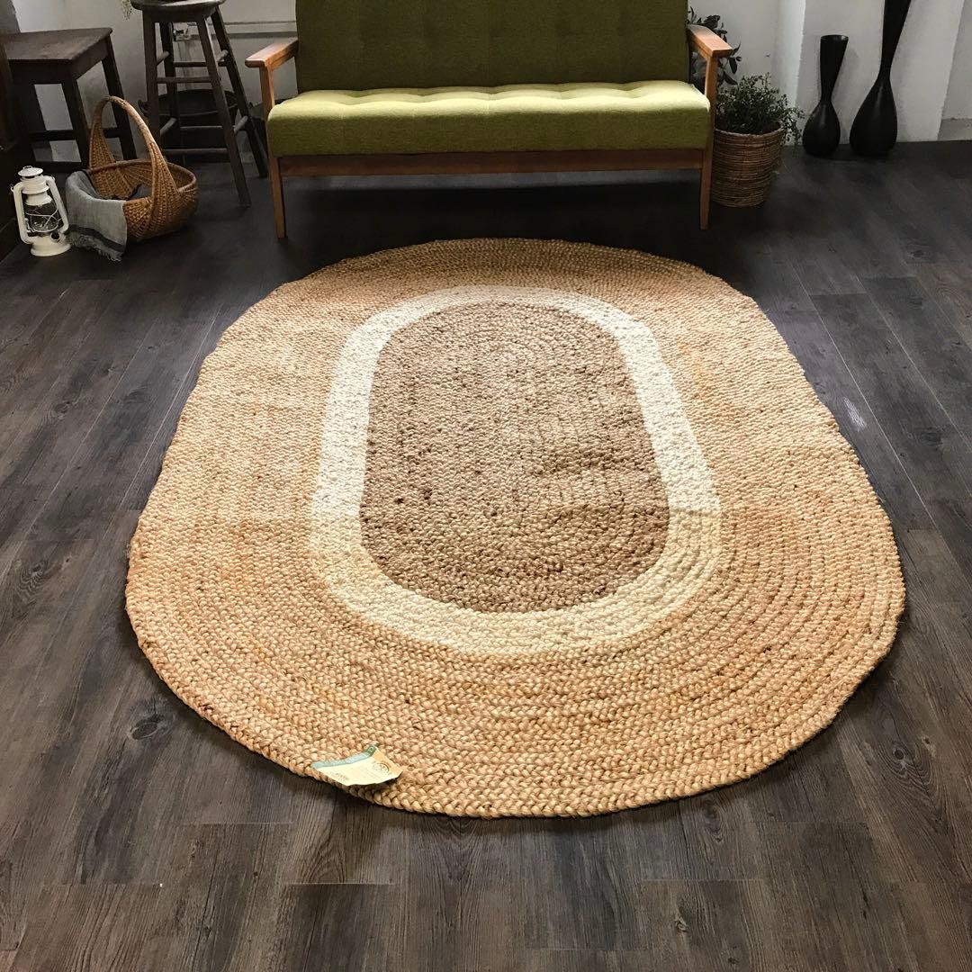 139x204cm ラグ ラグマット 麻 ジュート 夏用 天然素材 アジアン