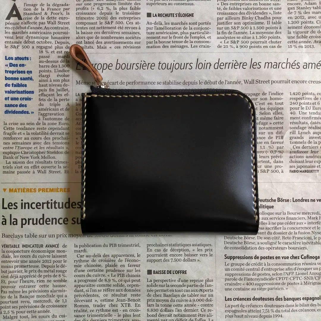 【ノリ】コードバン　L字ファスナーウォレット　コンパクト