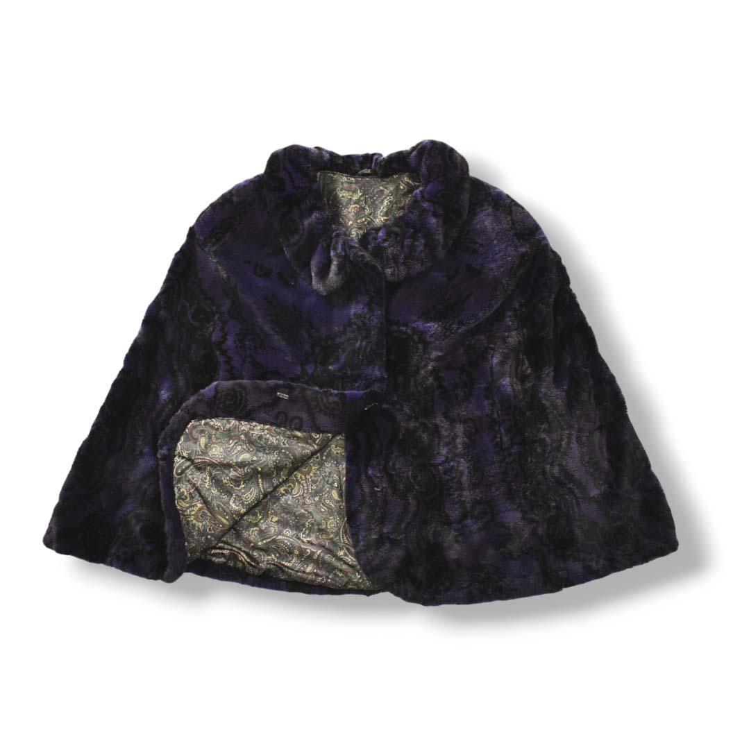 おまとめ割り　【高級】 シェアードミンク ケープ ポンチョ パープル 総柄裏地♪