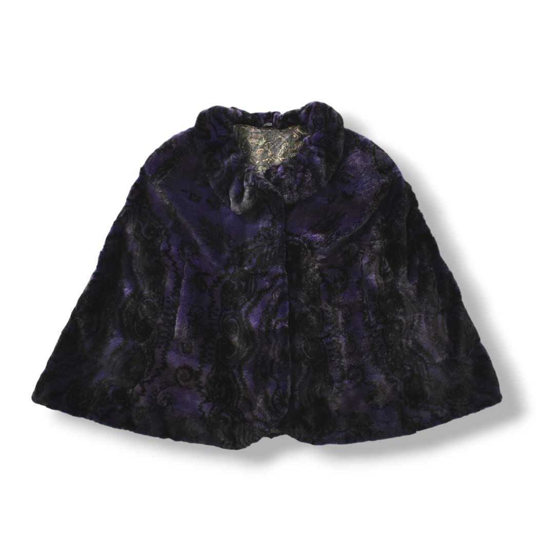 おまとめ割り　【高級】 シェアードミンク ケープ ポンチョ パープル 総柄裏地♪