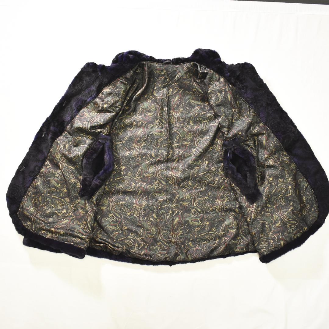 おまとめ割り　【高級】 シェアードミンク ケープ ポンチョ パープル 総柄裏地♪