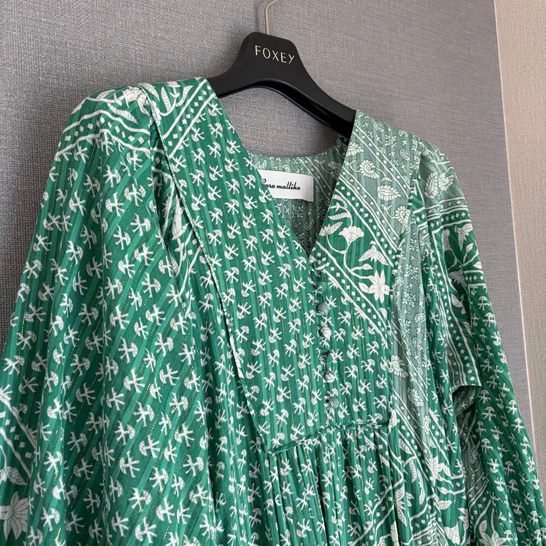 2025完売✨未使用級 サラマリカ ヌキテパ 総柄インド綿ワンピース 緑 M