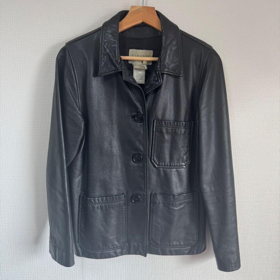 山羊 本革 レザー ジャケット コート 黒 ヤギ革