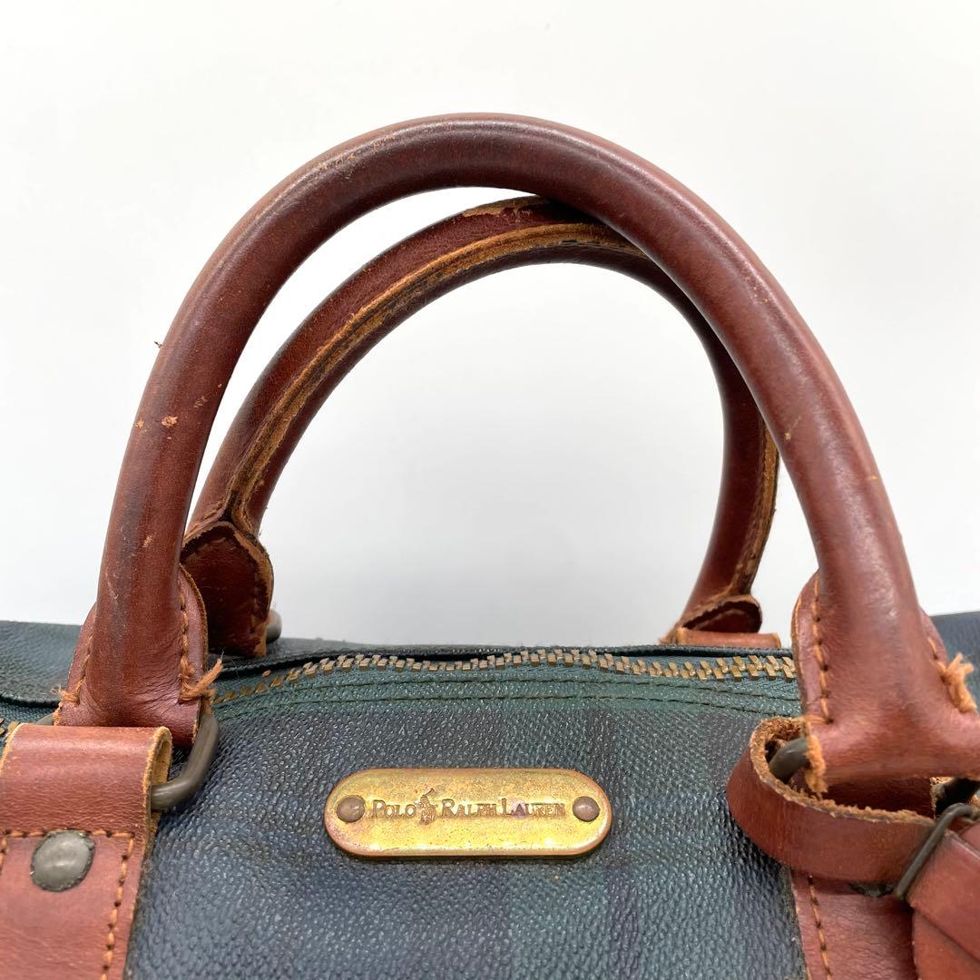 【美品】ポロラルフローレン　2way ボストンバッグ　チェック柄　PVC 大容量