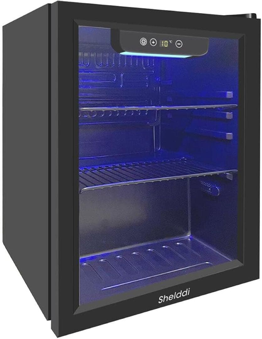 Shelddi 小型冷蔵庫 48L コンプレッサー式 透明ガラスドア お洒落