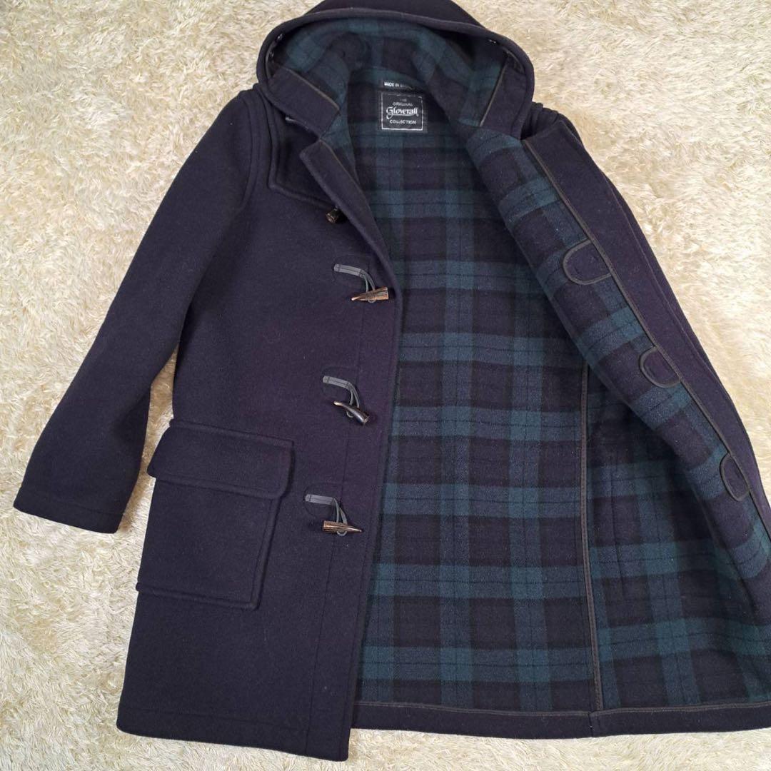 極美品　Gloverall ブラックウォッチ ダッフルコート ネイビー