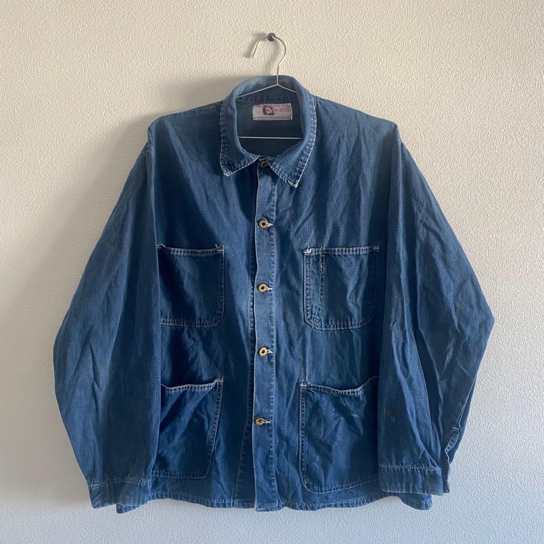 希少 60s デニム カバーオール 4ポケ 裏地なし46サイズ ヴィンテージ