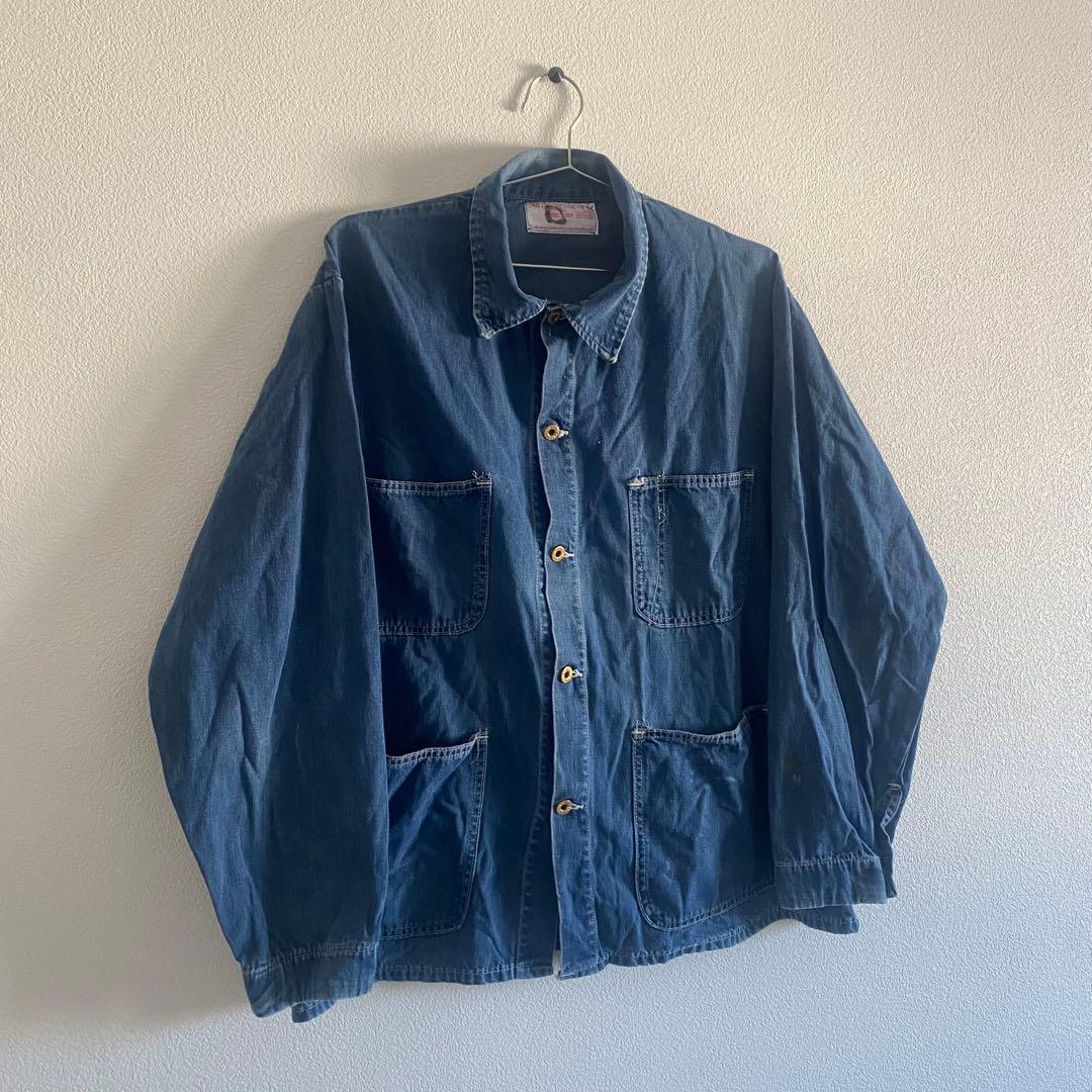 希少 60s デニム カバーオール 4ポケ 裏地なし46サイズ ヴィンテージ