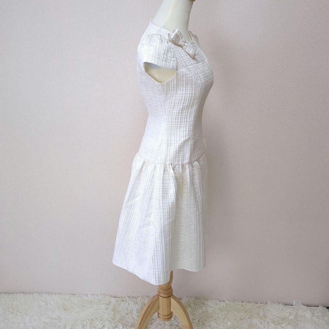 ☆Rene ルネ ジャガード フレアワンピース フレンチスリーブ Aライン 34