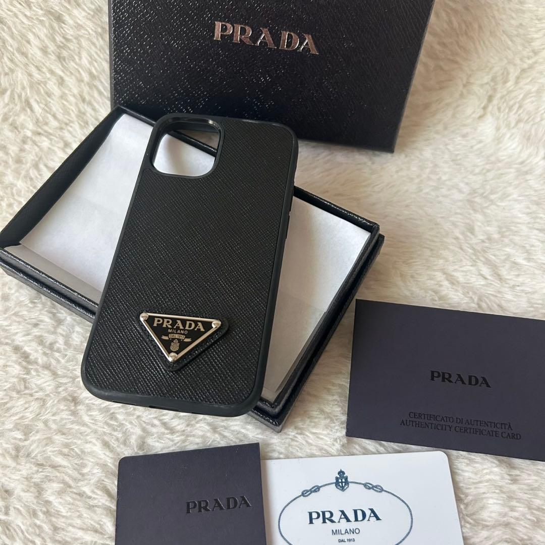未使用級✨プラダ iPhoneケース 12mini サフィアーノレザー