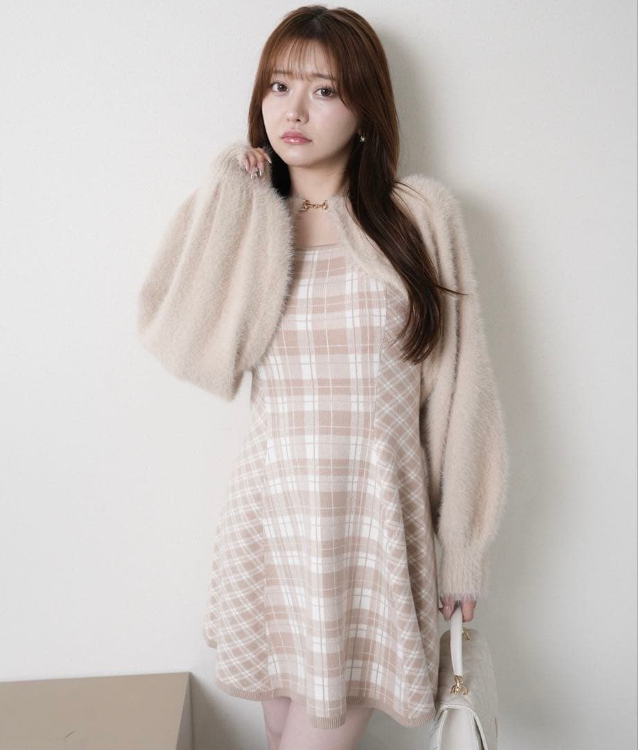 値下げ LIP SERVICE フェザーチェックアンサンブルワンピース Mサイズ