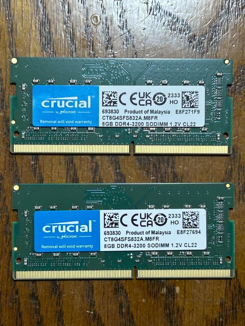 ぬ*郎様 crucial 8GB DDR4 SODIMM 3200MHz メモリ