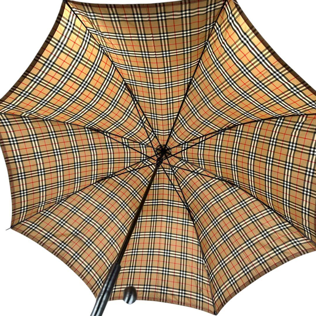 良品 BURBERRY バーバリー 長傘 ノバチェック ロゴプレート 雨傘