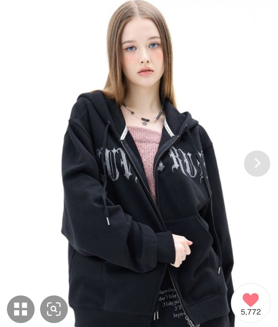 トップス LUVISTRUE MZ 2-WAY GLITTER HOOD ZIP UP