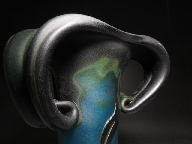 欧州 EmileGalle エミール・ガレ ガラス花瓶／クレマチス図／木箱入り