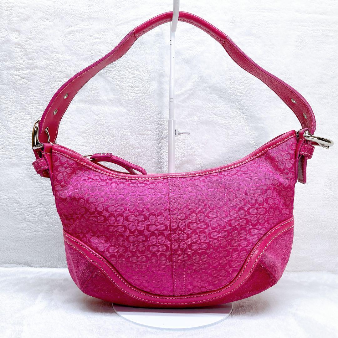 バッグ Coach Soho Hobo Suede Leather Pink Rare