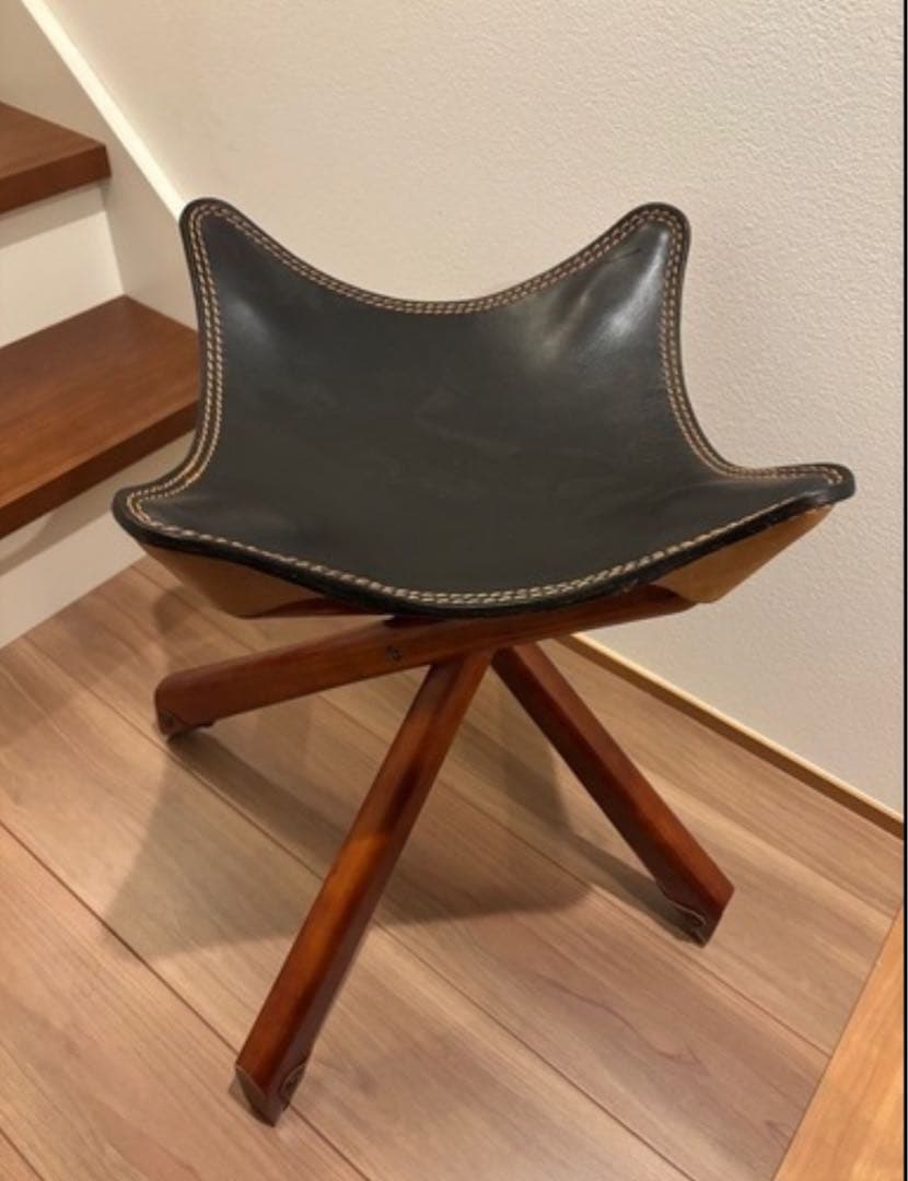 ハンティングチェア 4本足（希少） 折りたたみチェア 本革