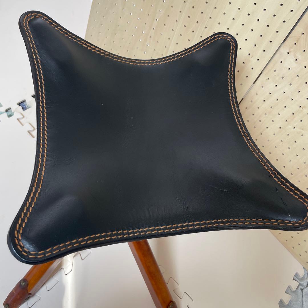 ハンティングチェア 4本足（希少） 折りたたみチェア 本革