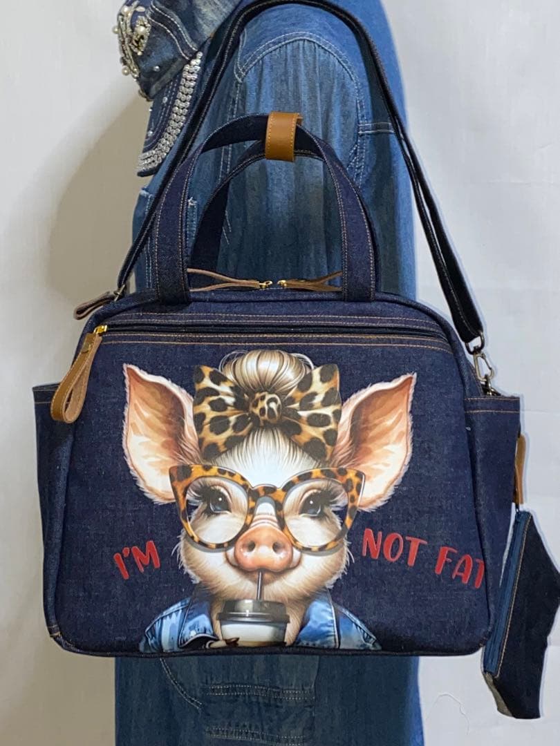 ☆岡山デニム☆ブタさん☆☆☆リュック対応☆4wayボストンバッグ