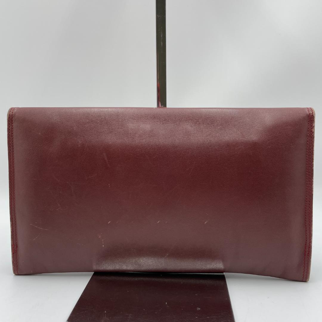 良品 Cartier クラッチバッグ レザー ボルドー マストライン