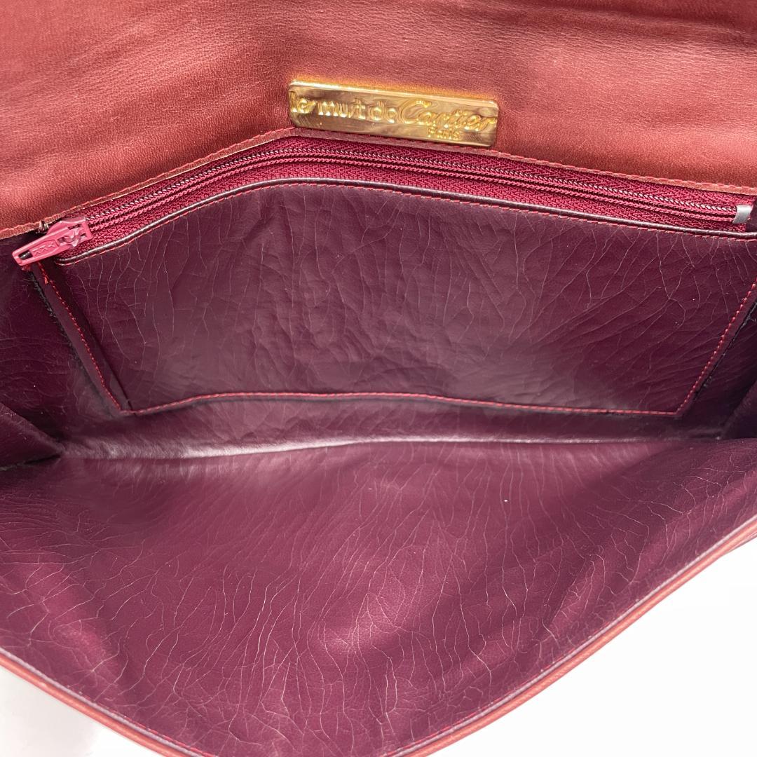 良品 Cartier クラッチバッグ レザー ボルドー マストライン
