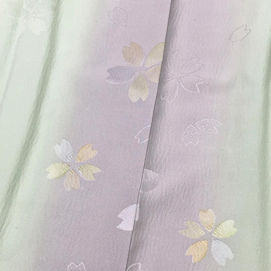 ☆ 長襦袢 奈良 月ヶ瀬 鳥梅染 桜の花模様 暈し 半衿付 しつけ糸 J-326