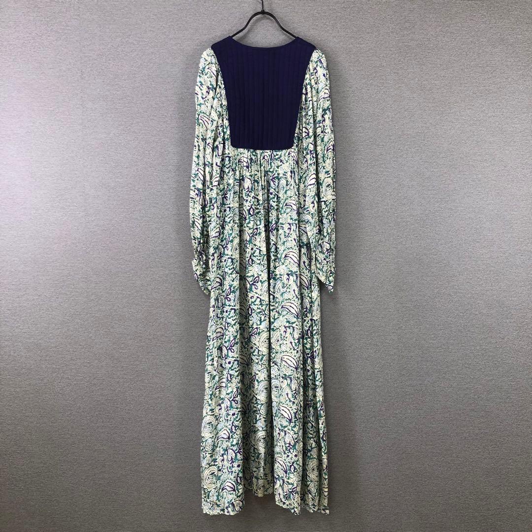 未使用品 ヌキテパ レーヨン ペイズリープリント キルティングドレス ブルー