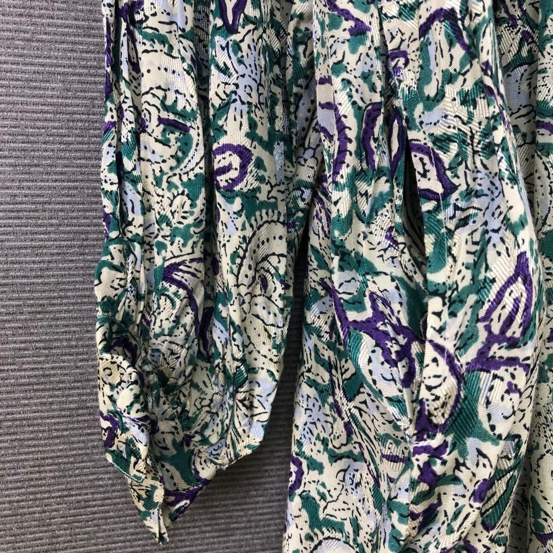 未使用品 ヌキテパ レーヨン ペイズリープリント キルティングドレス ブルー