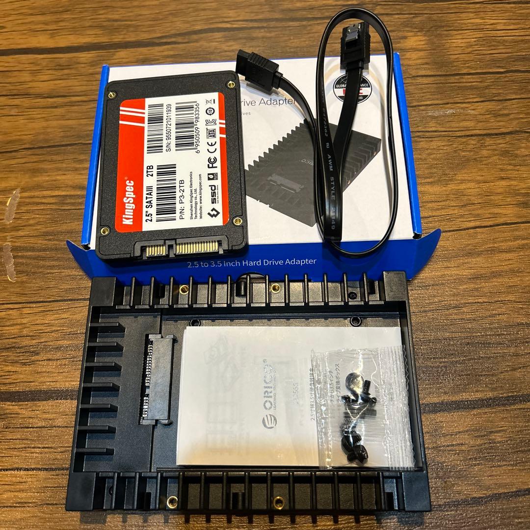 KingSpec 2TB SSD + 2.5インチから3.5インチアダプター