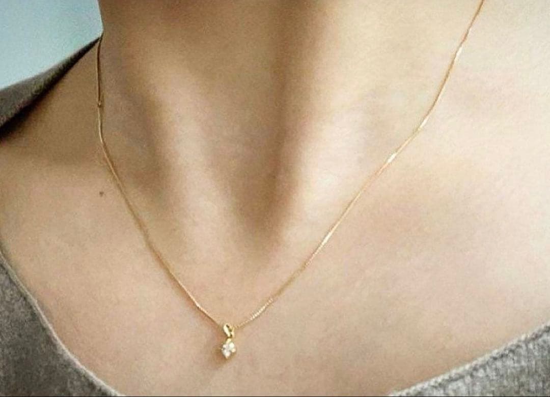 ※箱無し※ 廃盤　agete 一粒ダイヤネックレス　ベネチアンチェーン