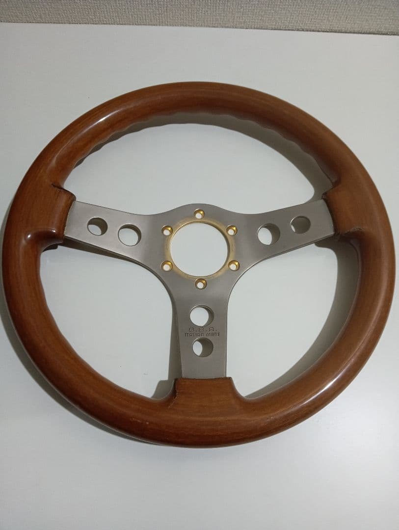 O·B·A　ウッドステアリング 3本スポーク(当時物)