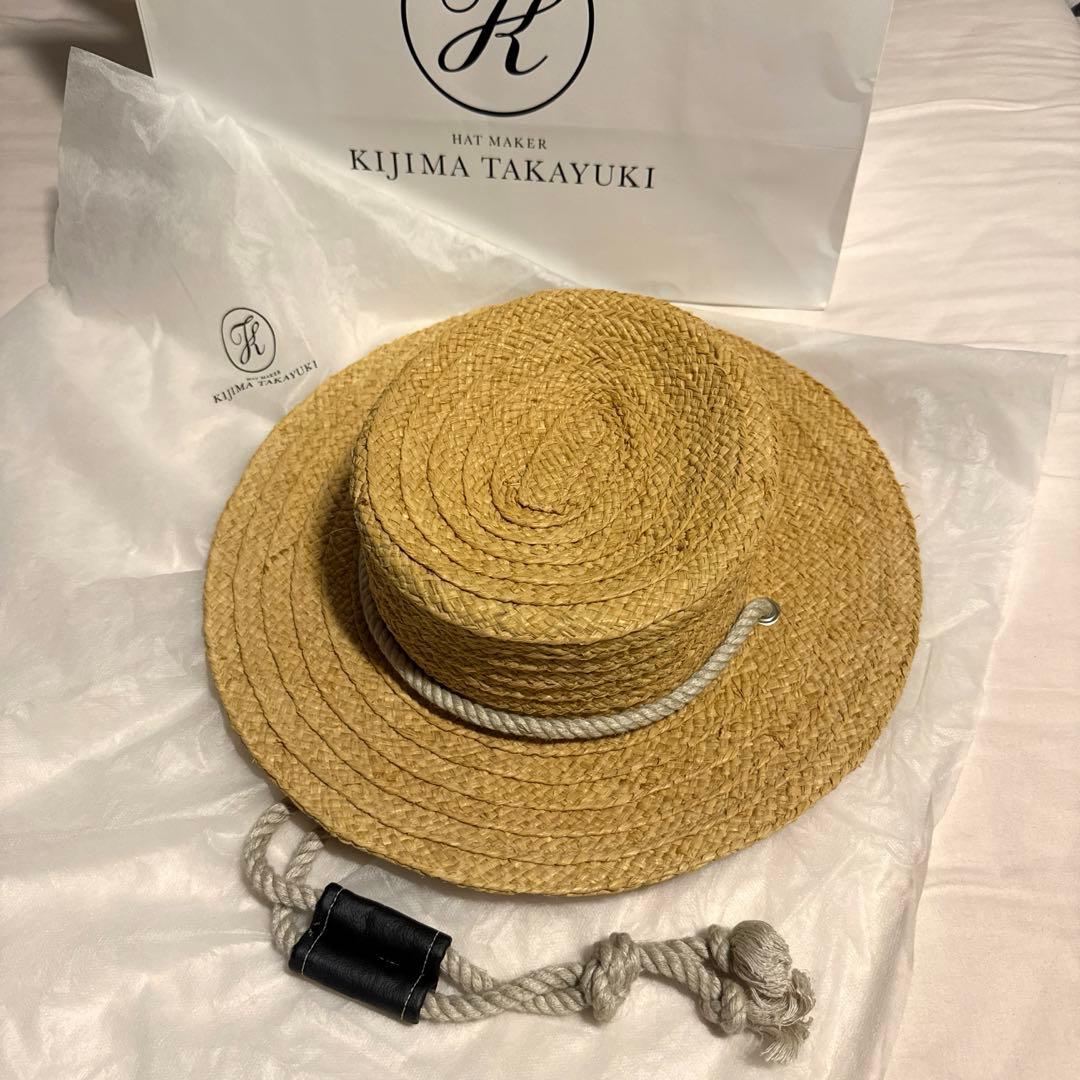 キジマタカユキ　麦わら帽子　ロープ紐付き　ラフィアハット22ss