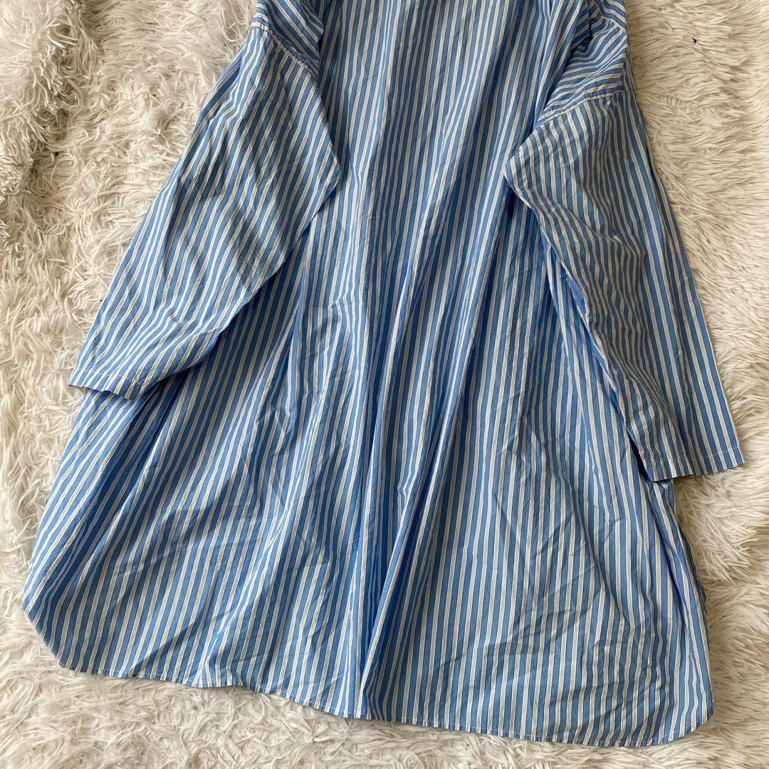 Veritecoeur ストライプ バンドカラー シャツブラウス チュニック