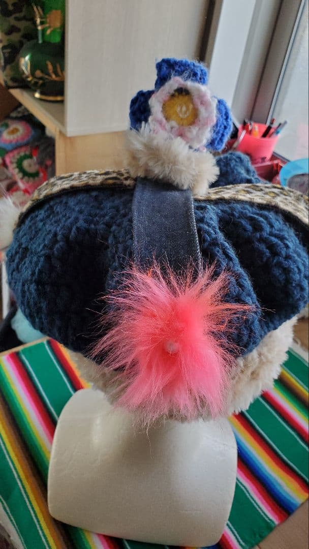 ハンドメイド ニット クラウンハット 手あみ