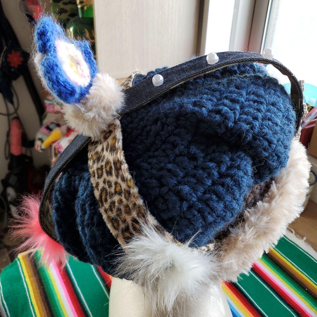 ハンドメイド ニット クラウンハット 手あみ