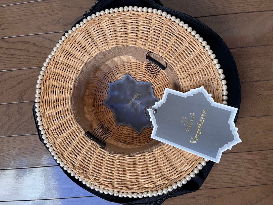 【新品】vaqutaux⭐︎ヴァクトー⭐︎ピクニックストローハットパール有small