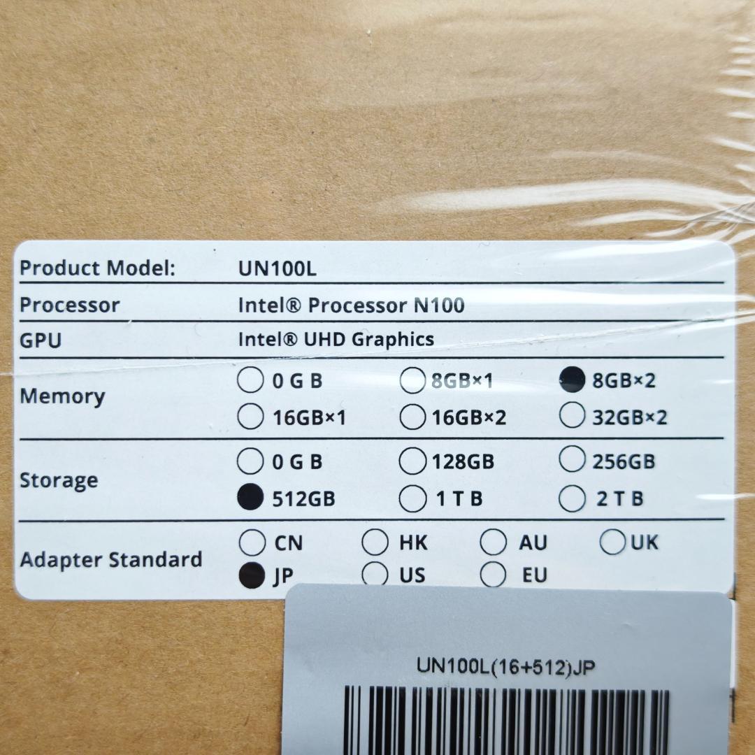 MINISFORUM UN100L ミニPC 16GB 512GB