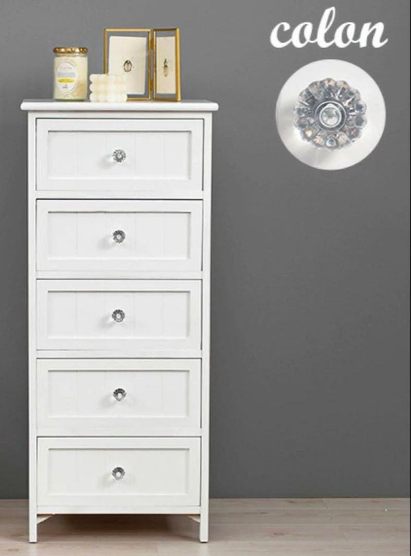 ♡SALE♡ シャビー調 チェスト5段 衣類収納 ホワイト アンティーク風