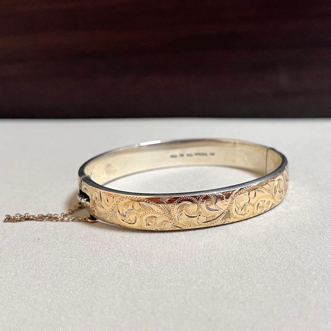 9k 9金　バングル　英国　ヴィンテージ　イギリス　アンティーク　ブレスレット
