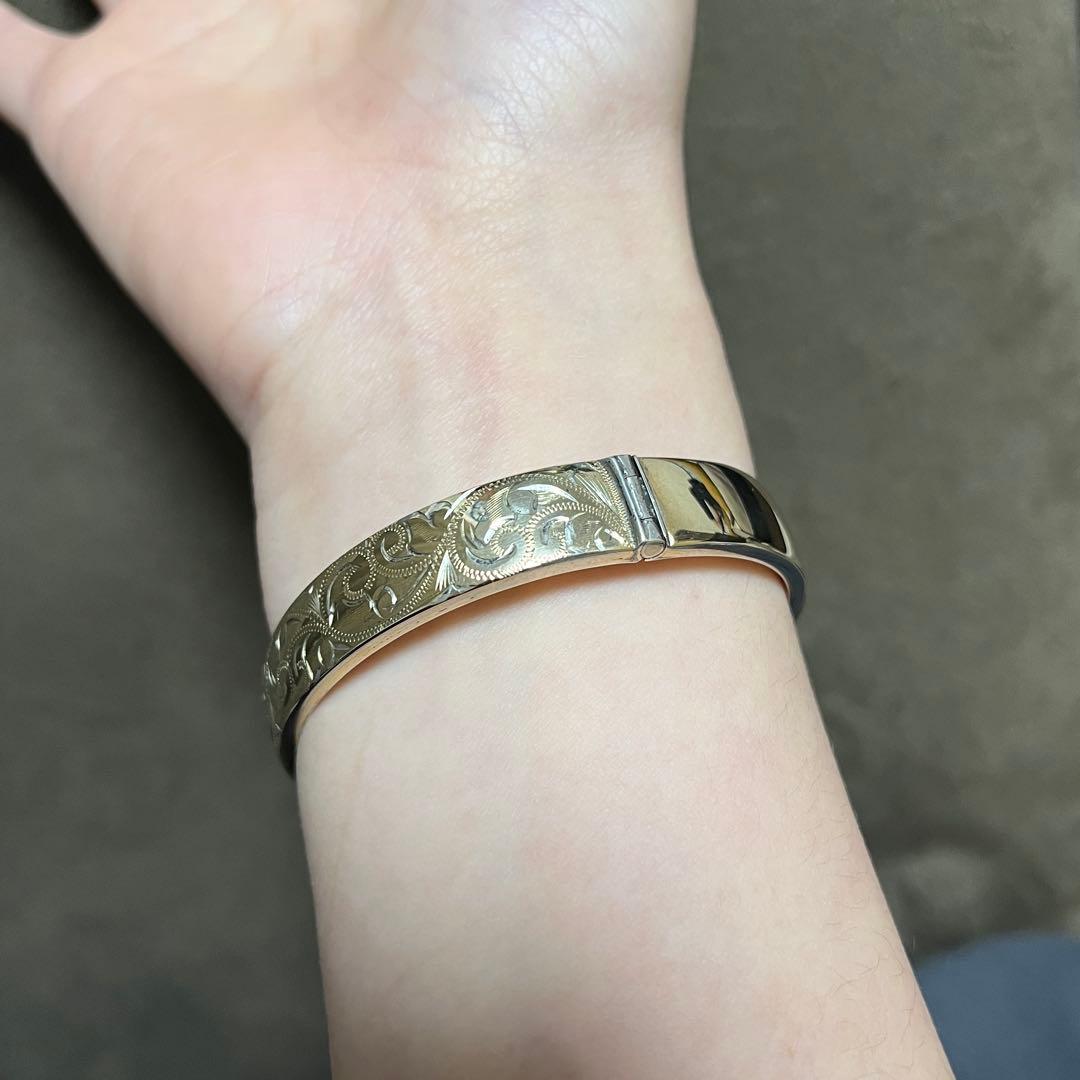 9k 9金　バングル　英国　ヴィンテージ　イギリス　アンティーク　ブレスレット